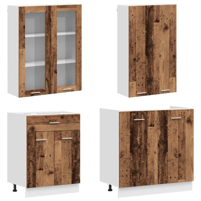 vidaXL - Keukenblok - LYON - 4 - st - Oud - hout - Bewerkt - hout