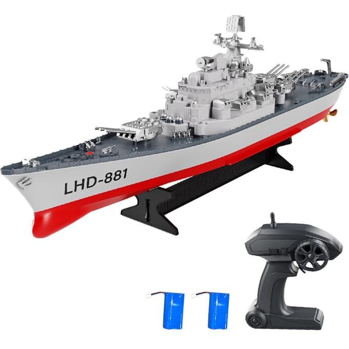 Afstandsbediening Slagschip Afstandsbediening Boot 2.4GHz Waterdicht Groot Formaat Schip Lage Batterij Alarm 2 battery wit