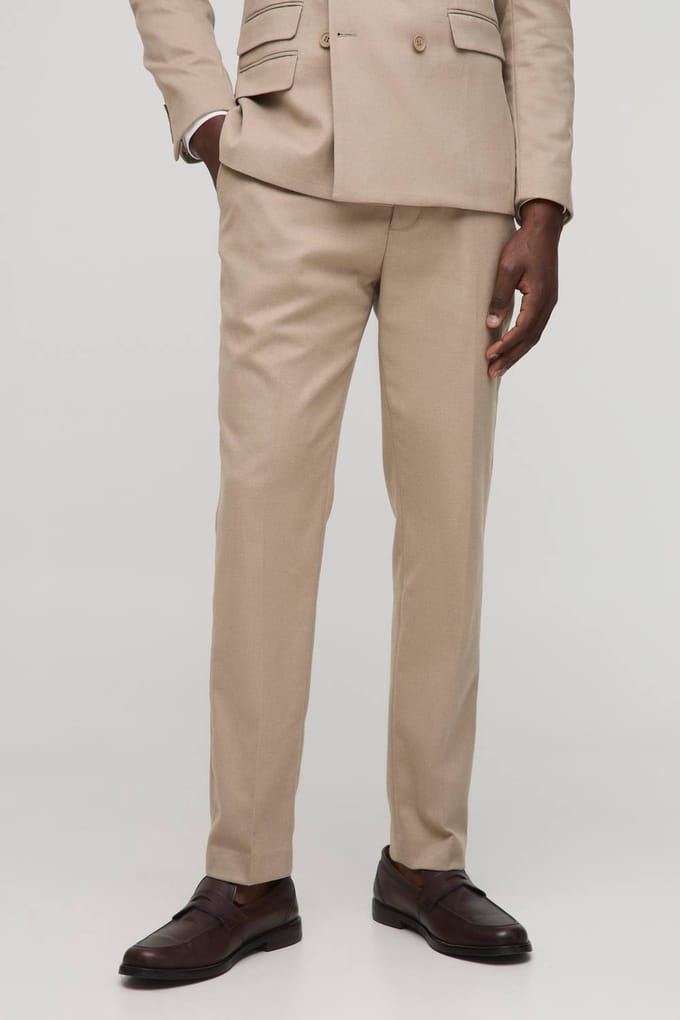 Slim Fit Getailleerde Broek met Textuur | Ecru | Size 30