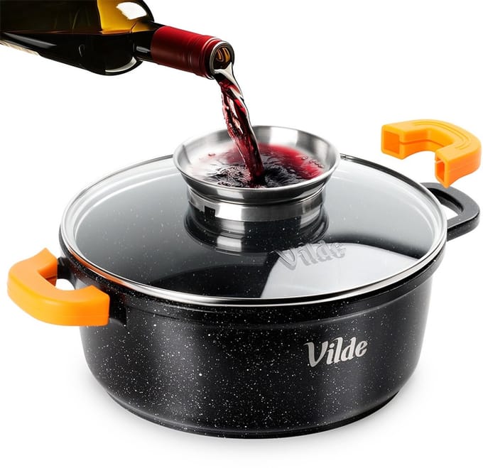 Kookpan Graniet met Glazen Deksel 20 cm, 2,1 l - Kookpot - Soeppan