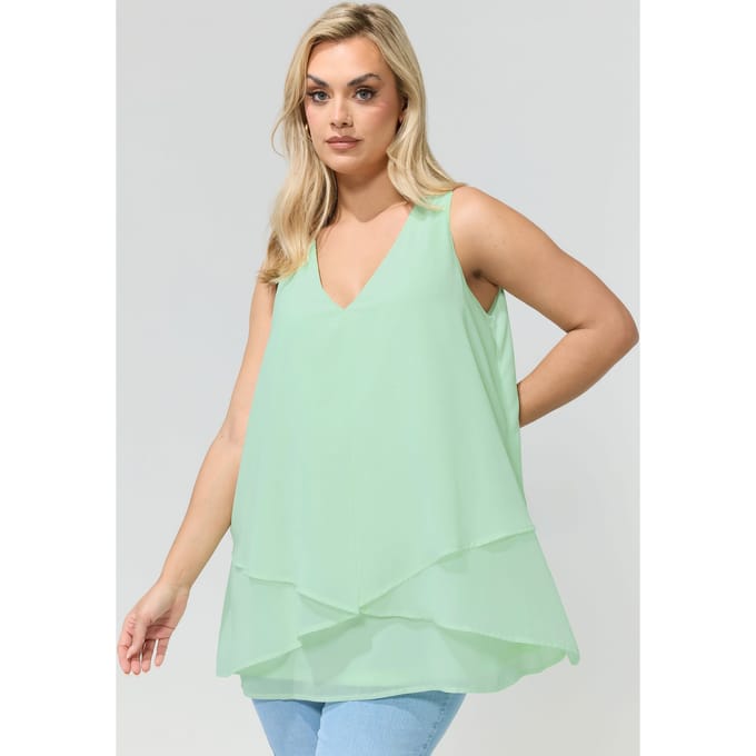 Yours London Mintgroene Gelaagde Blouse Size 44