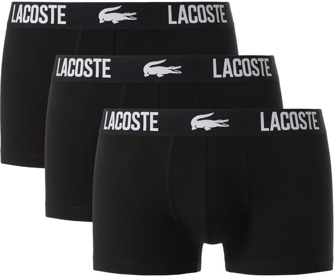 Lacoste Heren Boxershorts Trunks 3-Pack Zwart - Maat S