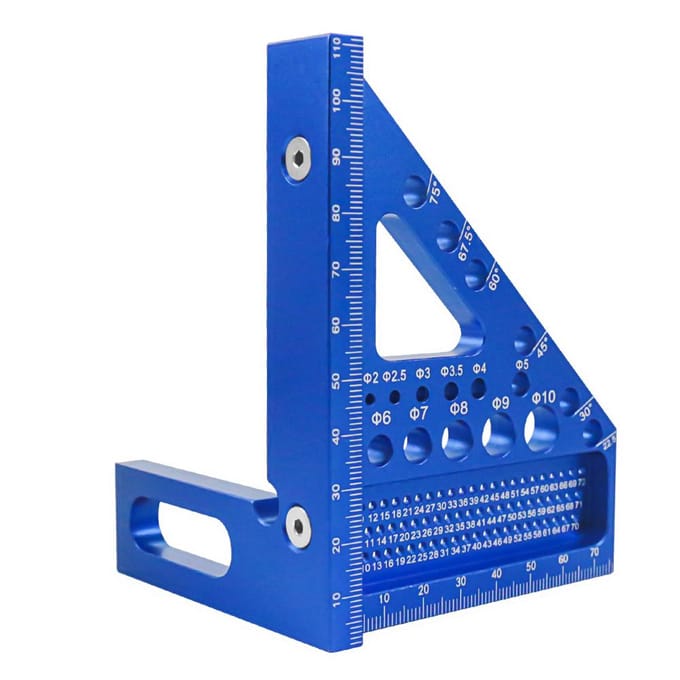 Règle de mesure multi-angle en alliage d'aluminium pour le travail du bois, le bricolage, le traçage utilitaire bleu