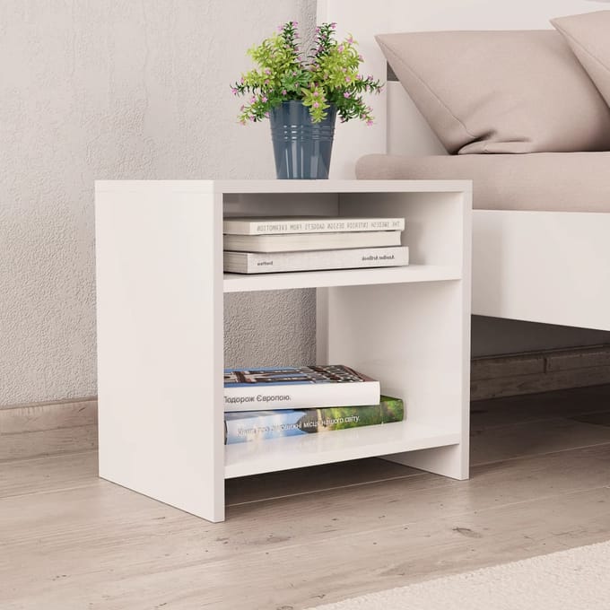 vidaXL - Nachtkastje - 40x30x40 - cm - bewerkt - hout - wit