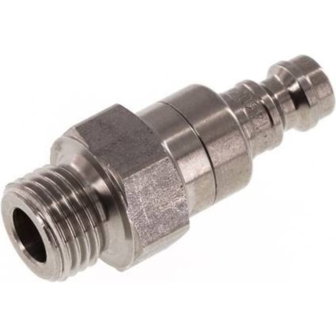 RVS DN 5 Luchtkoppeling Insteeknippel G 1/4 inch Buitendraad Double Shut-Off - CLP5-M-S-SV-014