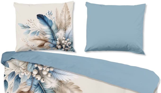 Pure dekbedovertrek veren - Lits jumeaux 240x200/220 cm - Blauw - Microvezel