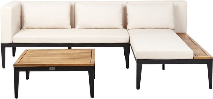 BRACCIANO - Loungeset 3-zits - Lichtbeige - Links - Acaciahout