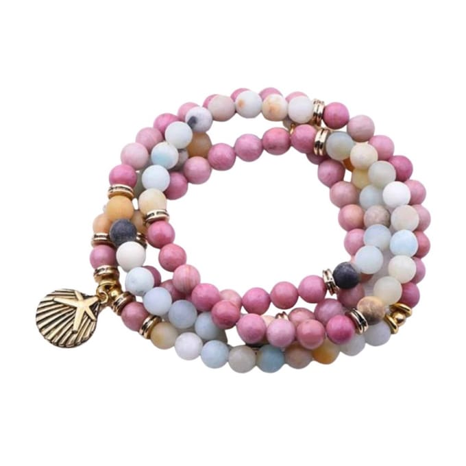 Marama - armband Starfish - elastisch - edelsteen Amazoniet - damesarmband