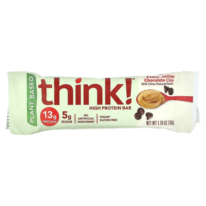Pense!, Barre Protéinée, Pâte d'Arachide Pépites de Chocolat, 10 Barres, 50 g (1,76 oz) chaque