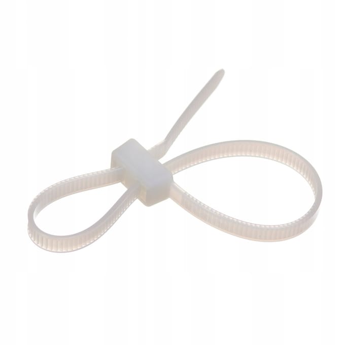 Dubbele Lus Kabelbinders 200x4,8mm Wit - Set van 100 stuks