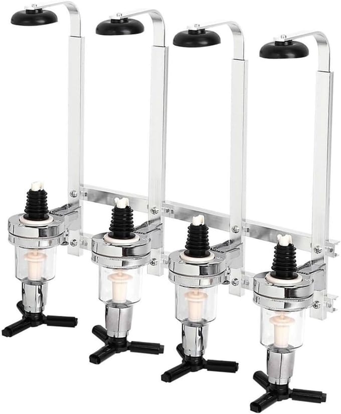 Drankdispenser 4 Flessen - Bardispenser - Drankdispenser -Muurdispenser - Bar - Shottapper - Incl. muurbevestiging