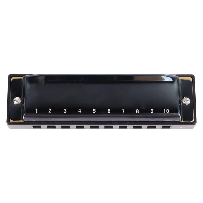 Harmonica Noir Clé de C 10 Trous Harpe Bleue Couverture Épaisse en Résine Acier Inoxydable Harmonica à Bouche black