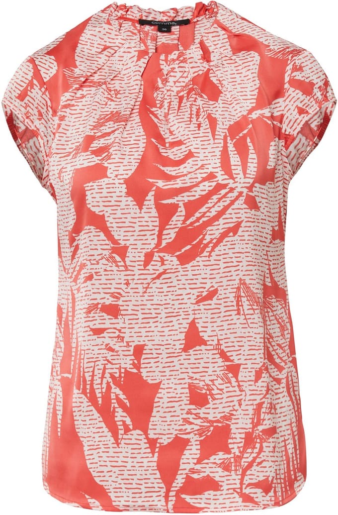 Satin Blouse met Gedrukt Patroon en Plissé-details Dames COMMA