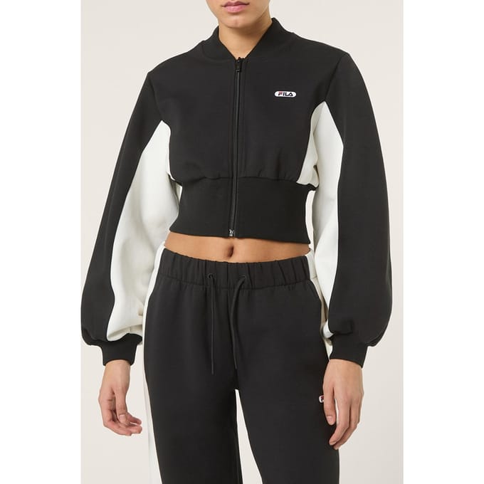 FILA Lecore Cropped High Rib Scuba Track Jacket Black-egret Größe: S | Cropped-Jacken Outlet | Damen | Schwarz