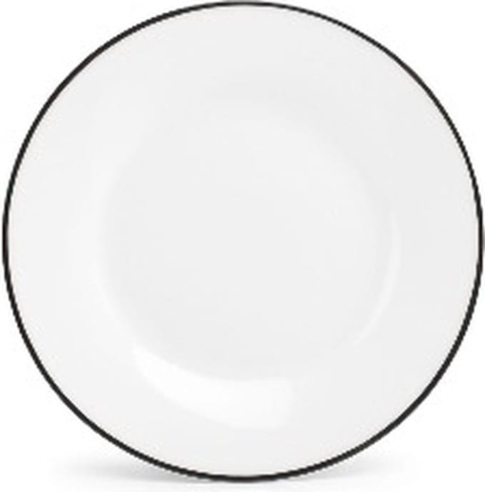 BonBistro Plat bord 15cm black rim Basic White (Set van 6)