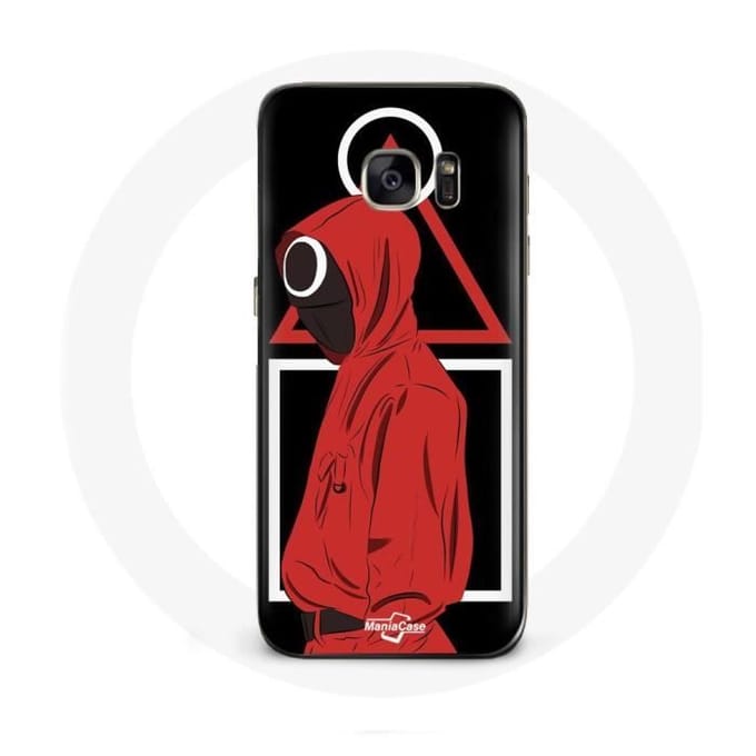 Coque pour samsung galaxy S6 Squid Game logo symboles triangle carre cercle Fond Noir