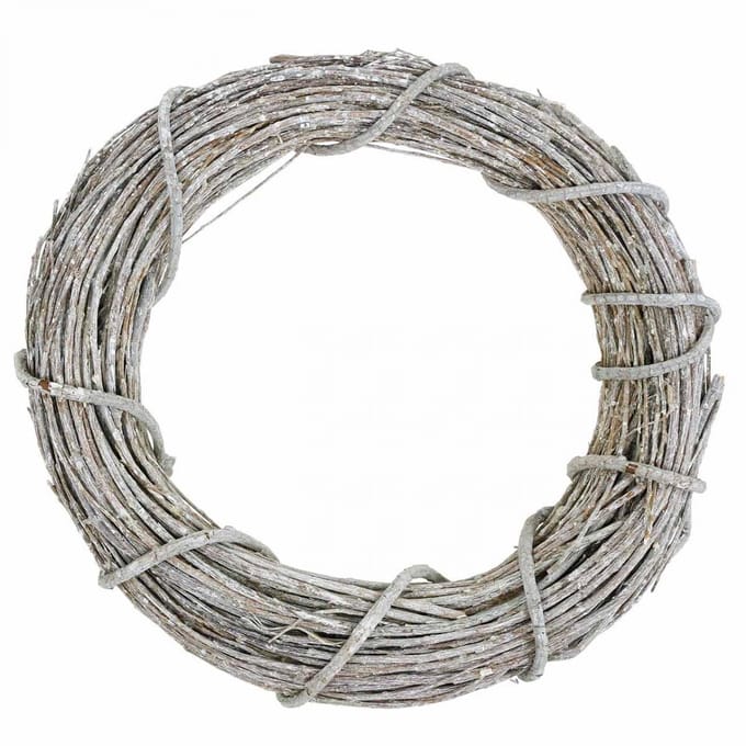 Decoratieve krans, witgekalkt, deurkrans, shabby chic, Ø42cm, natuurli