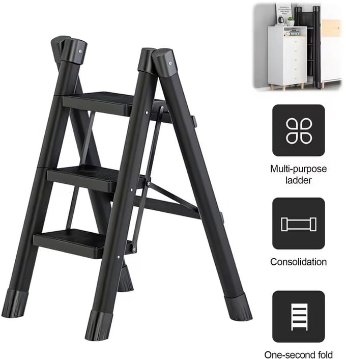 Ladder Household Multifunctional Folding Ladder Portable Kitchen Step Folding Step Stool Flower Stand Storage Shelf