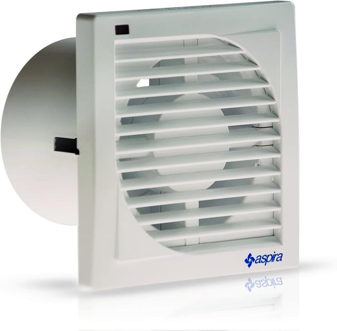 Badkamerventilator - Afzuigventilator - Vocht afvoeren - Extra plat ontwerp - 100 mm diameter - Wit