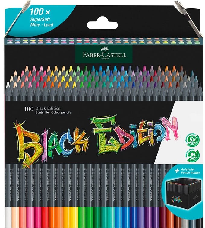 Fabercastell Castell Black Edition 100 kleurpotloden Super Soft Tekenen