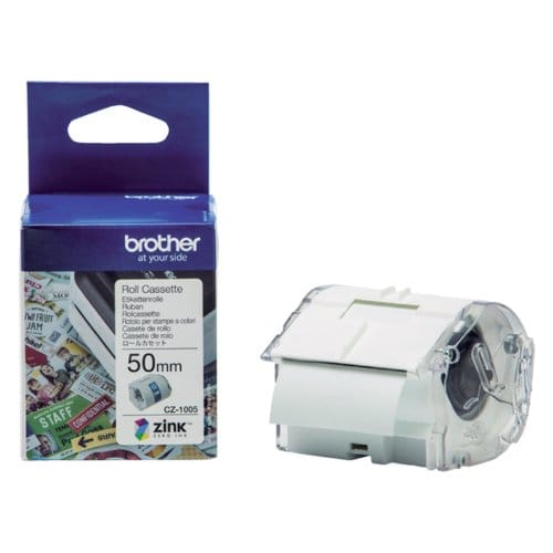 Brother CZ1005 Rol met etiketten 50 x 50 mm Papier Wit 1 stuk(s) Permanent hechtend Gekleurde etikettenrol