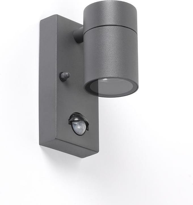 QAZQA solo - Moderne Buitenlamp met Bewegingsmelder | Bewegingssensor | sensor Up Down voor buiten - 1 lichts - D 105 mm - Donkergrijs - Buitenverlichting
