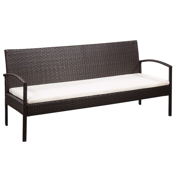 vidaXL - 5-delige - Loungeset - met - kussens - poly - rattan - bruin