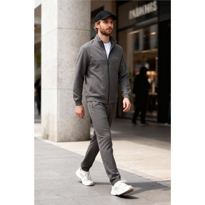 Heren Sweatshirt en Broek Set met Ritskraag