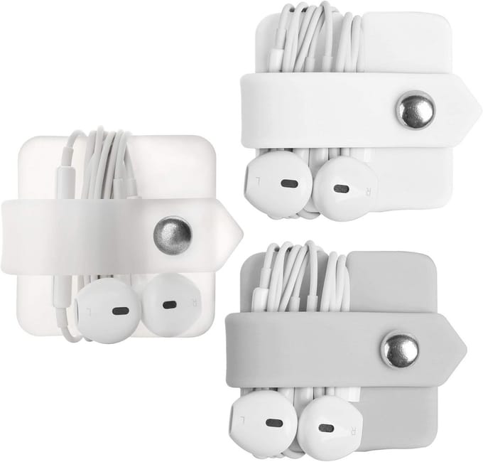 Siliconen Oortelefoon Organizer en Kabel Winder - 3 Stuks