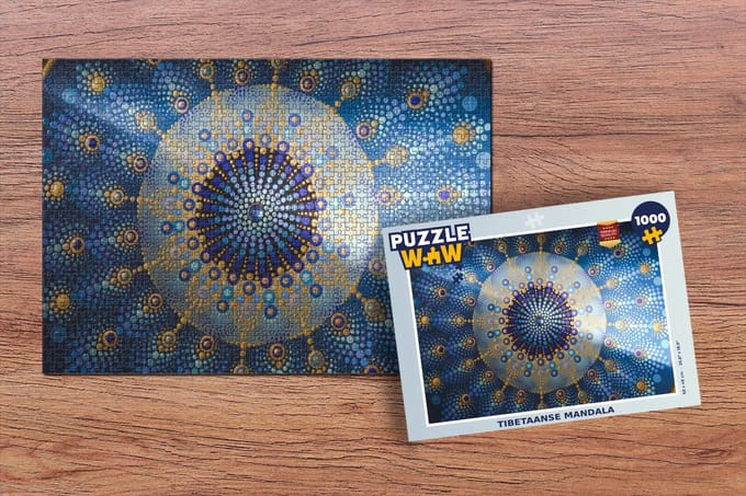 Puzzel Cirkel - Mandala - Blauw - Geel - Legpuzzel - Puzzel 1000 stukjes volwassenen