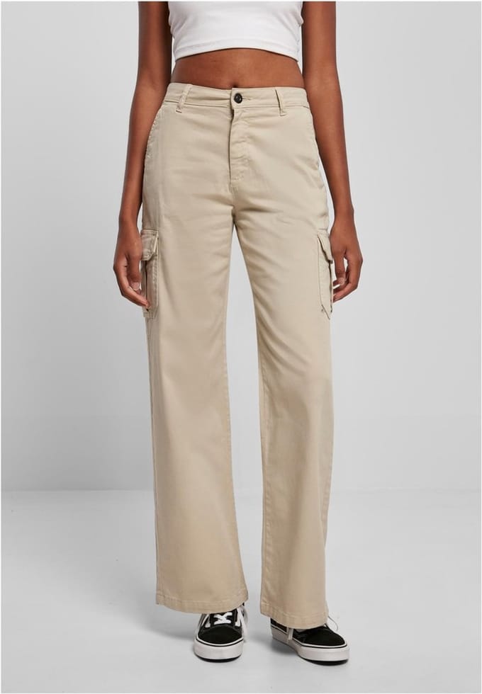 Urban Classics - High Waist Straight Cargobroek - Taille, 26 inch - Groen