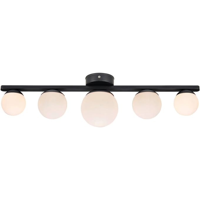 Markslöjd Badkamer-plafondlamp Puro zwart 5-lamps glas