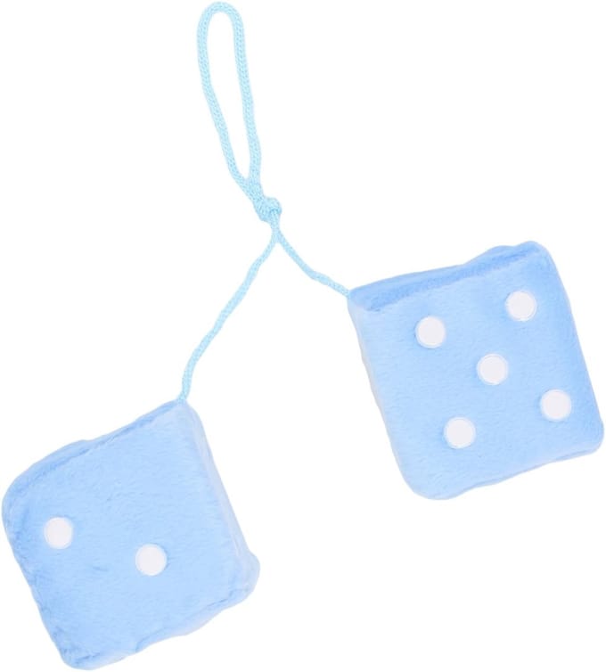 Decoratieve Dobbelstenen - Pluche Kubus - Auto Interieur - Gemakkelijk te Hangen - 7x7 cm - Blauw Wit