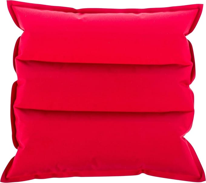 Opblaasbaar kussen 40 x 40 cm - rood - polyester/thermoplastisch polyurethaan - compact en lichtgewicht - ShopVlot