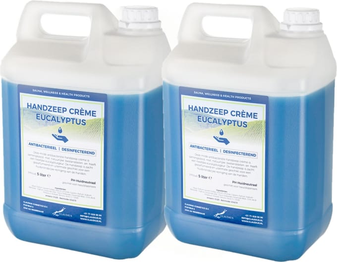 Handzeep Crème Eucalyptus 5 liter - set van 2 stuks - navulling - Voordeelverpakking
