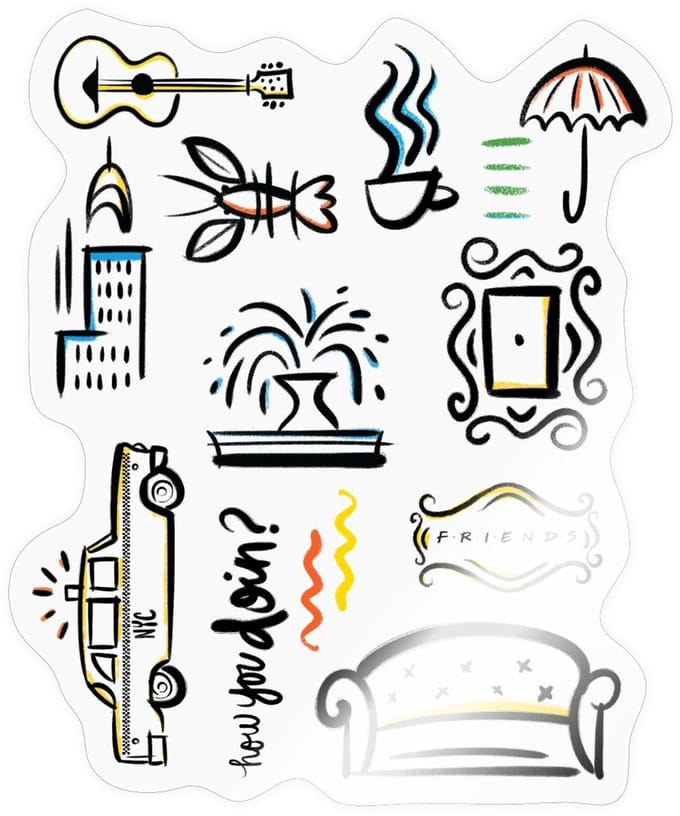 Friends Symbolen Sticker Maat S (max. 10 x 10cm)