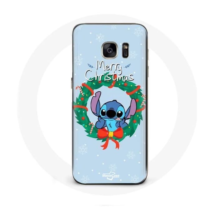 Coque - Samsung - Galaxy S7 - Souple - Stitch neige joyeux Noël - Bleu bleu