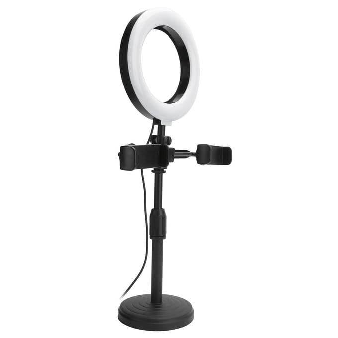 Mobiele Telefoon 2 Stuks Clips Standaard met 6-inch LED Ringlicht Vullicht Beugel voor Live Stream black