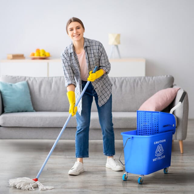 4goodz Schoonmaakwagen Rolemmer met Wringer - 20 Ltr - Blauw
