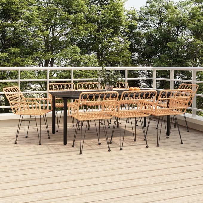vidaXL - 9-delige - Tuinset - poly - rattan