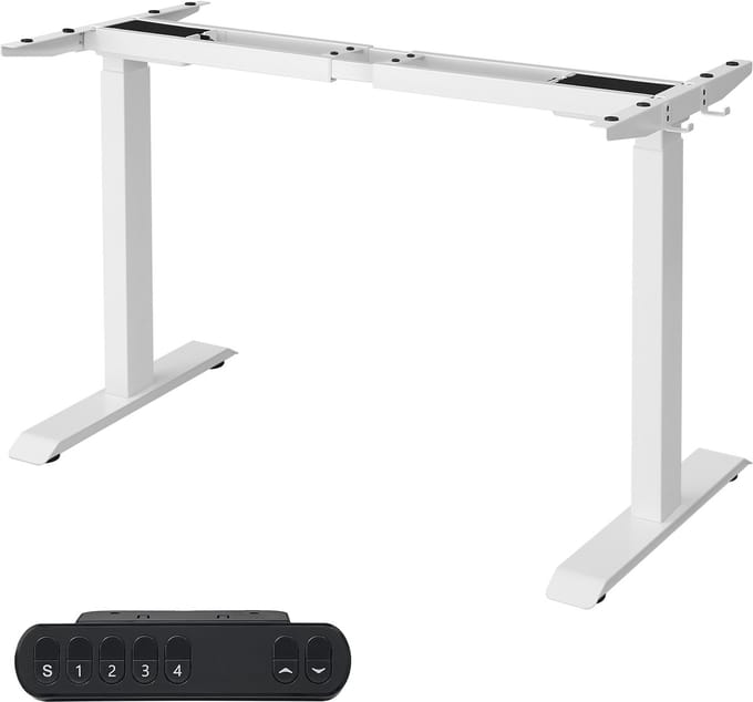 SONGMICS - Zit Sta Bureauframe - Elektrisch - Dubbele Motor - Geheugenfunctie - Haken