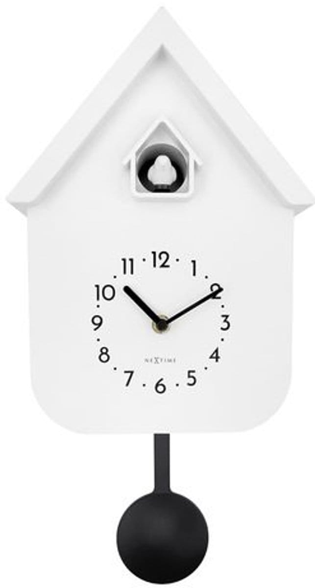 NeXtime Twitter – Koekoeksklok – 21.5 × 41.5 × 8.5 cm – Plastic – Wit – Stil
