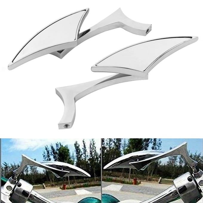 Rétroviseurs de moto chromés, filetage 8 mm/10 mm, 2 pièces, pour guidon de moto white