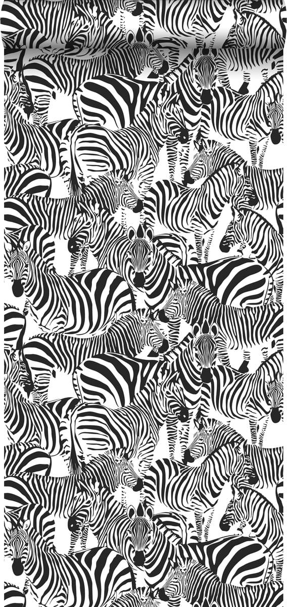 ESTAhome behang zebra's zwart wit - 53 cm x 10.05 m - 139155
