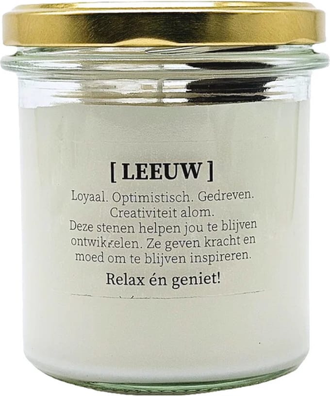 DIY pakket - Sterrenbeeld geurkaars met edelstenen - Leeuw