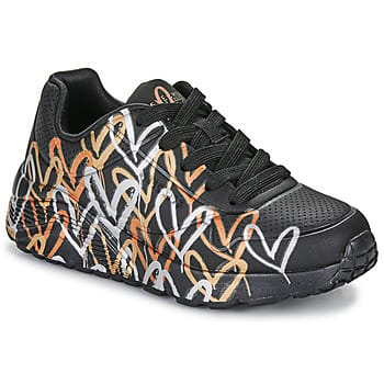 Skechers Uno Lite - Metallic Love Meisjes Sneakers - Zwart/Goud