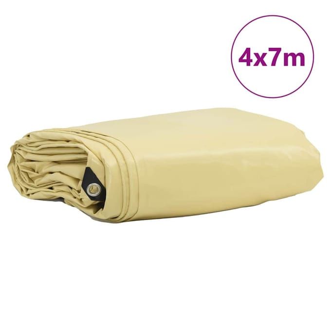 vidaXL - Zeil - 650g - / - m² - Beige - 4 - x - 7 - m - Canvas - met - PVC-coating