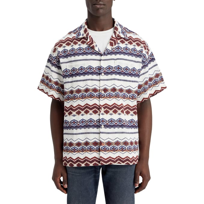 Scotch & Soda Structured Printed Stripe Shirt Red Blue Multi Taglia: S | Camicie Casual Outlet | Uomo | Blu
