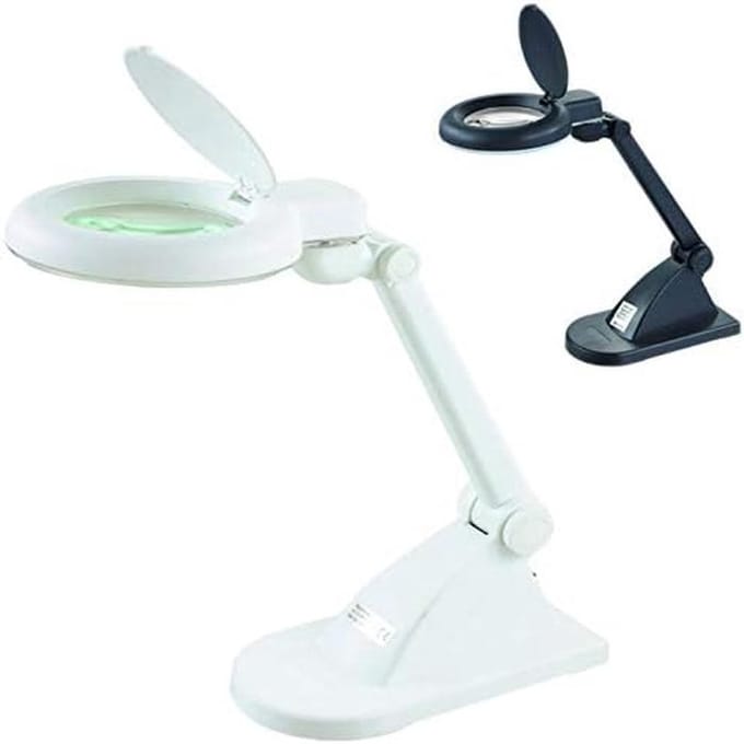 Tafel Vergrootglas - Leeslamp Vergroot - Precisiewerk Hulp - Dubbele Dioptrie Lens - 33cm Arm Lengte - Wit