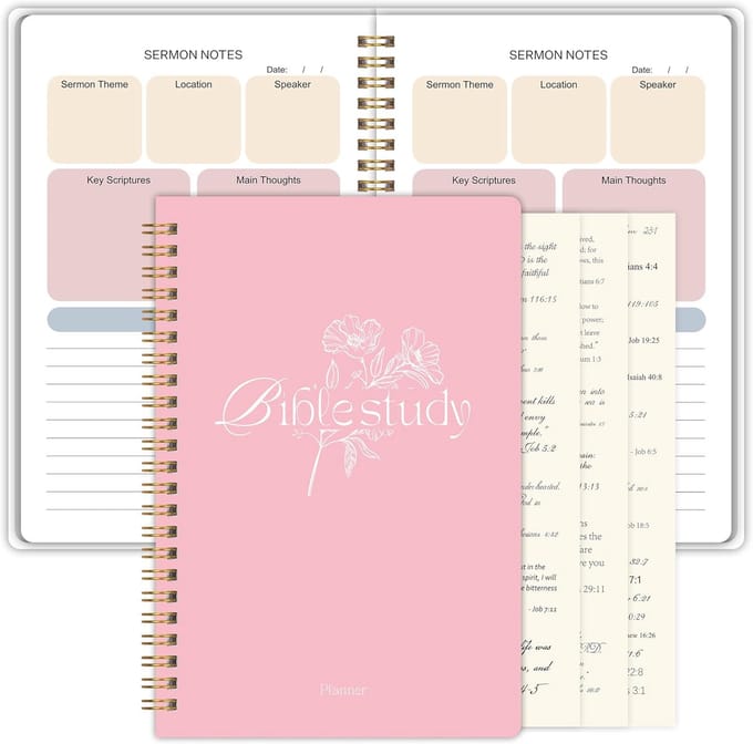 Studie Notitieboek - Kerk Agenda - Bijbel Studie - PVC Kaft - A5 Formaat - Roze